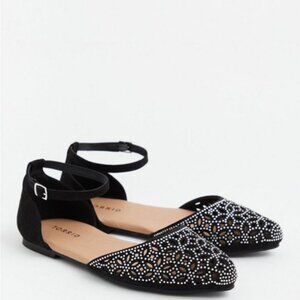 Torrid  Women's Black and Embellished D'Orsay Flat (9WW) - NWT